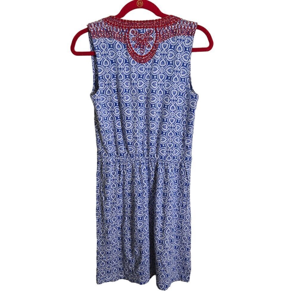 Vineyard Vines Tile Print Embroidered Jersey Knit Dress Size S - Picture 2 of 7